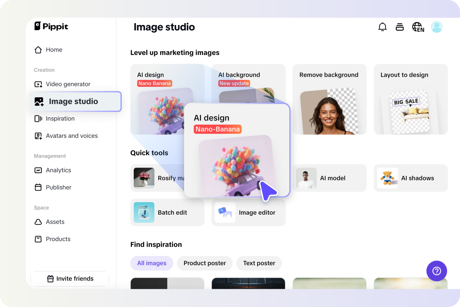 Navigate to AI design tool
