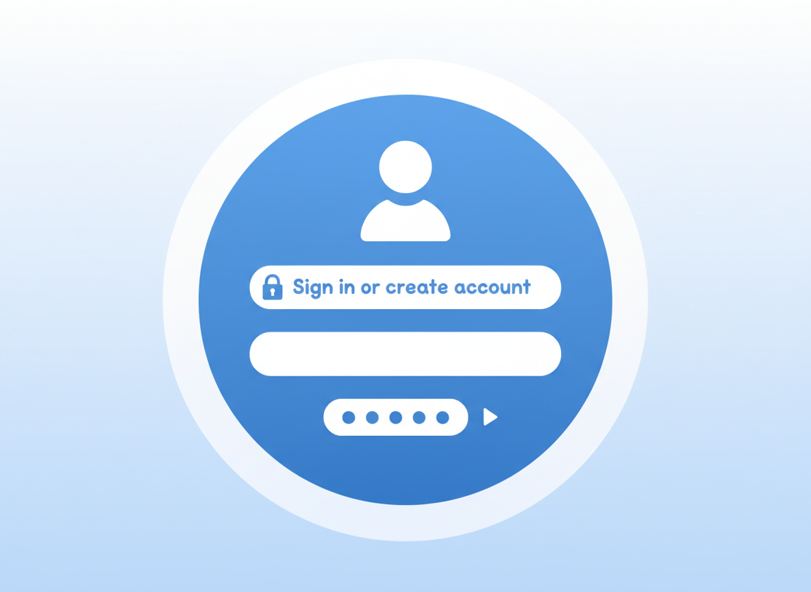 Sign in or create account—login screen with avatar and password dots.