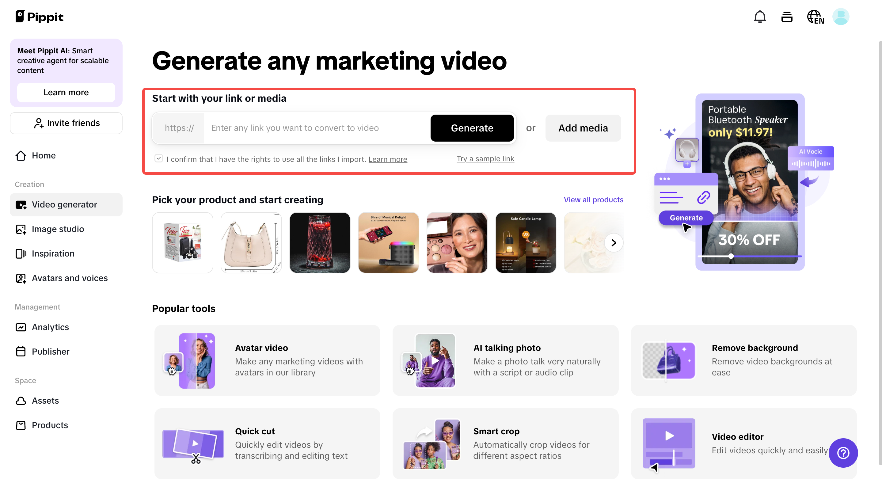 Add product link or media