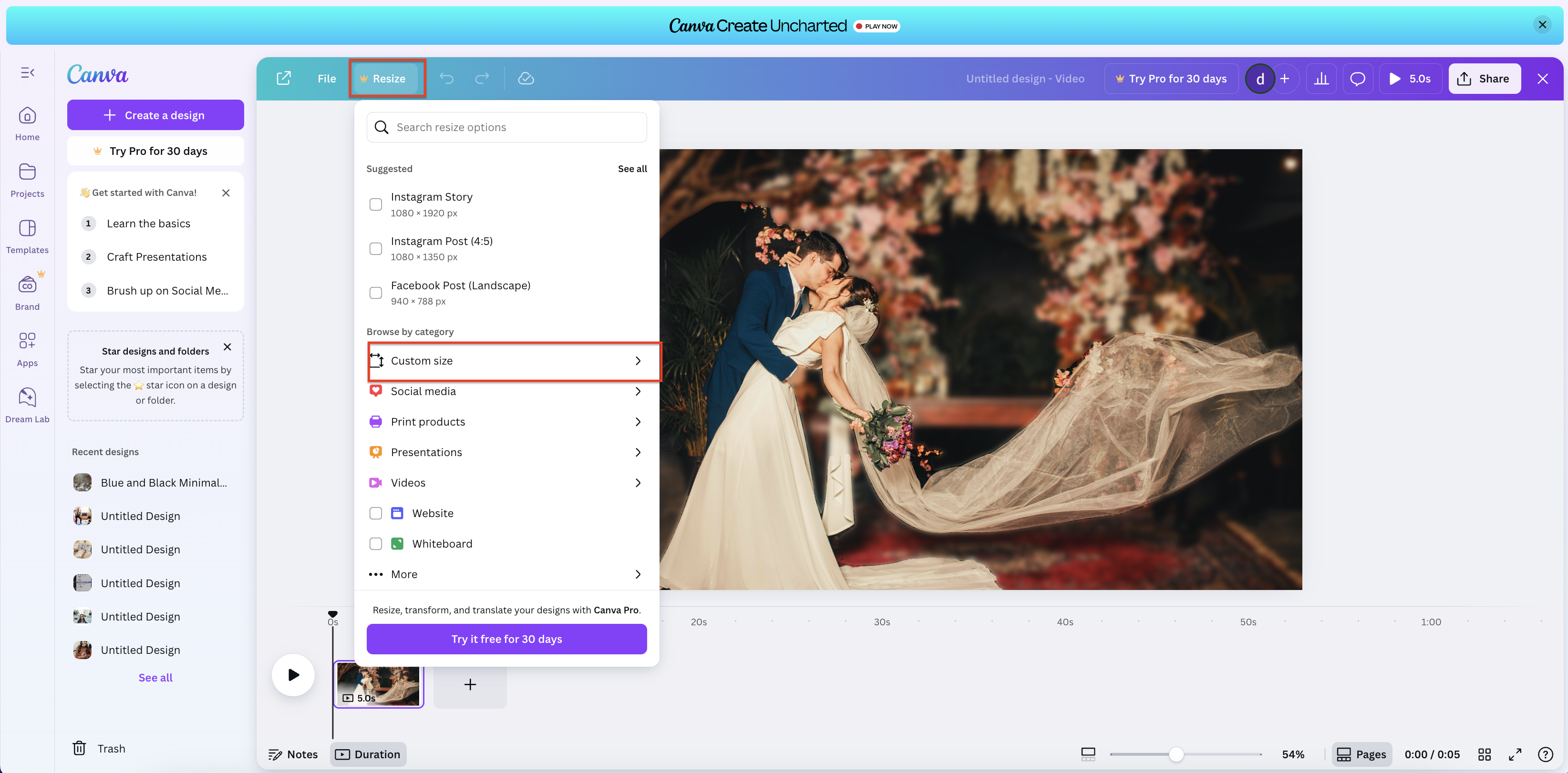 Buka proyek Canva Anda