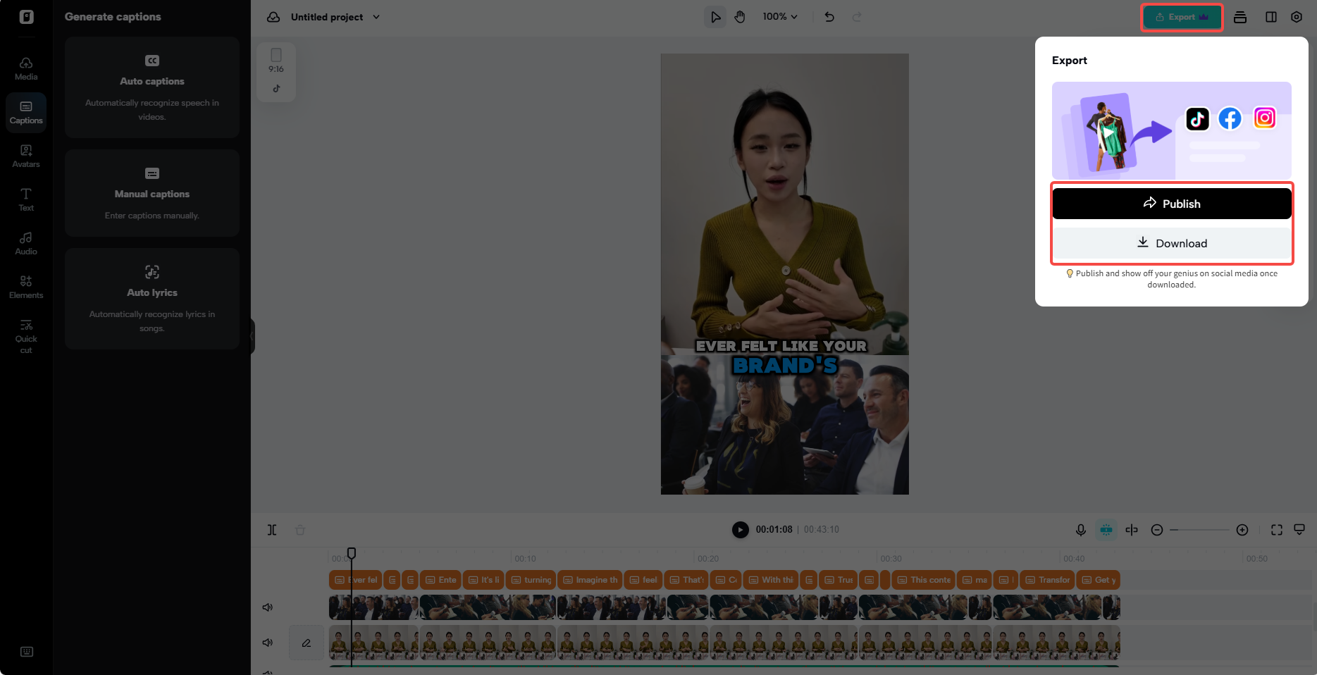 Export the video