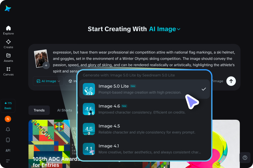 Generate an Olympic AI portrait using Dreamina