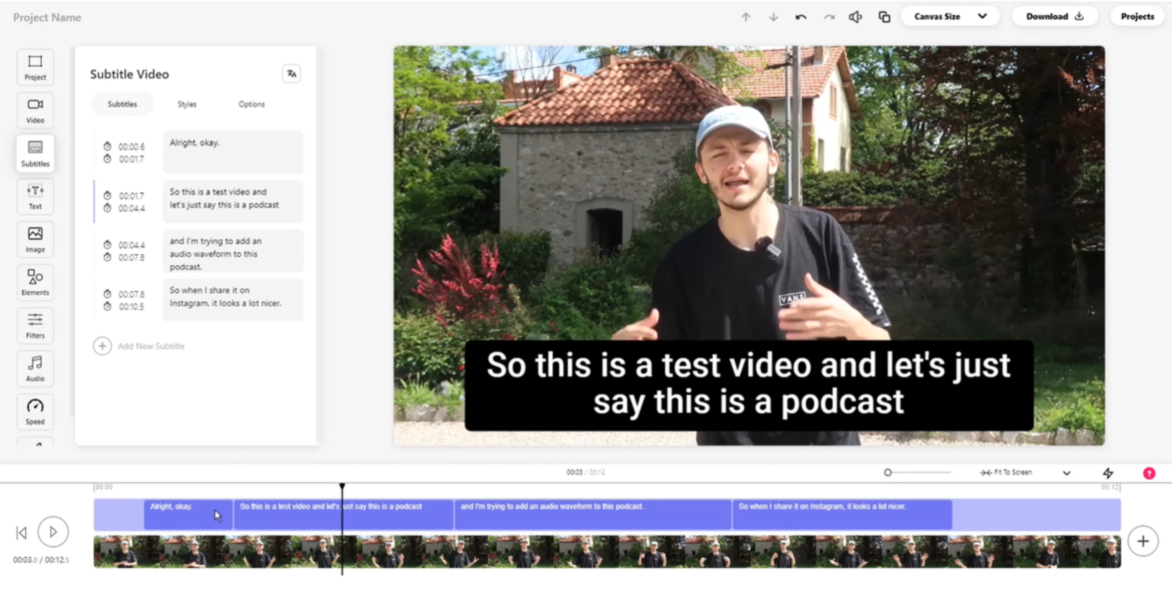 Interface de VEED.IO - outra melhor ferramenta de resumo de vídeo