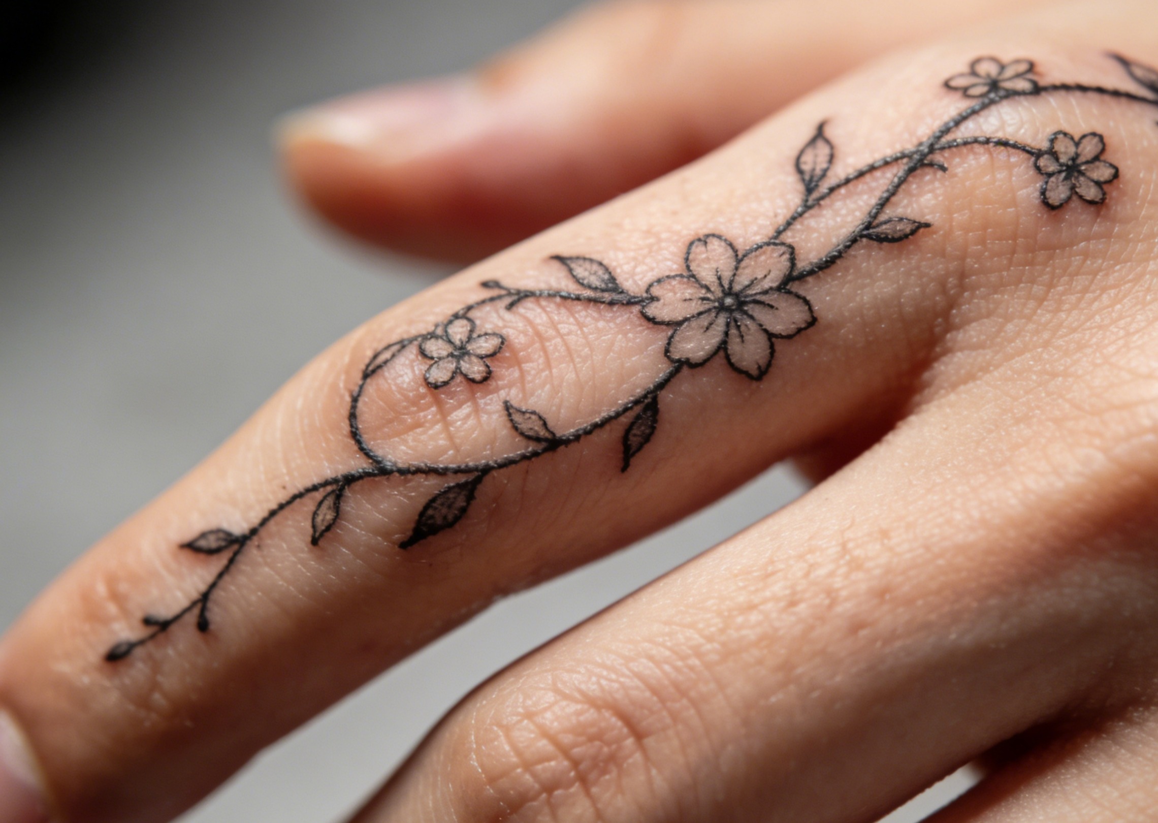 Generate a hand tattoo design with fine lines and small detailed elements