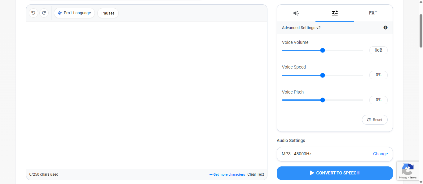 Voicemaker's interface
