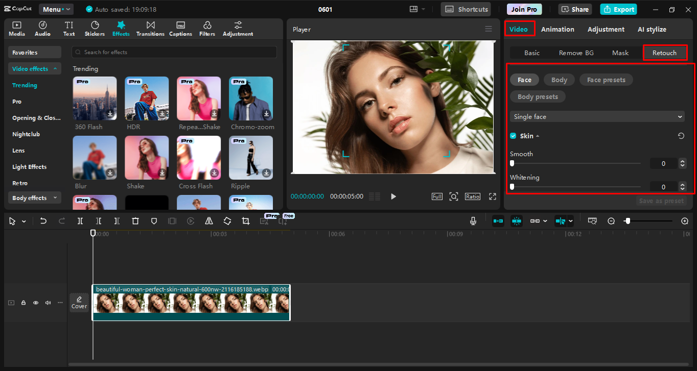 Edit foto di CapCut editor video desktop