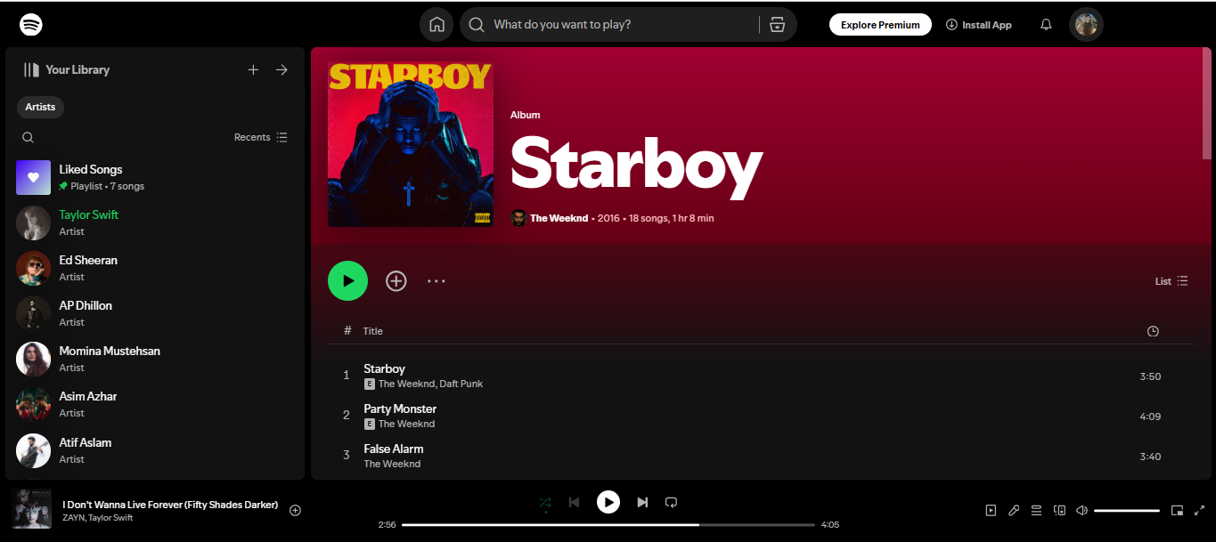 Starboy by The Weeknd – One of the most listened-to albums on Spotify