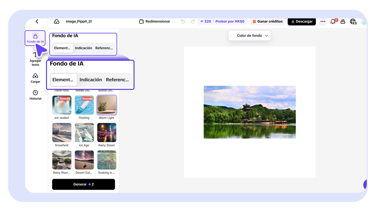 Utiliza la función de IA de la herramienta para seleccionar estilos adecuados y crear diseños exquisitos que se alineen con tu marca.