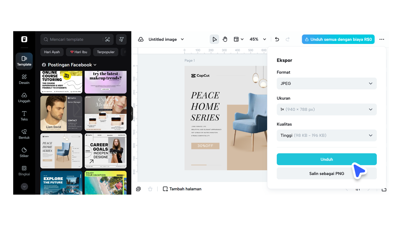 Pratinjau dan unduh hasil ubah ukuran gambar