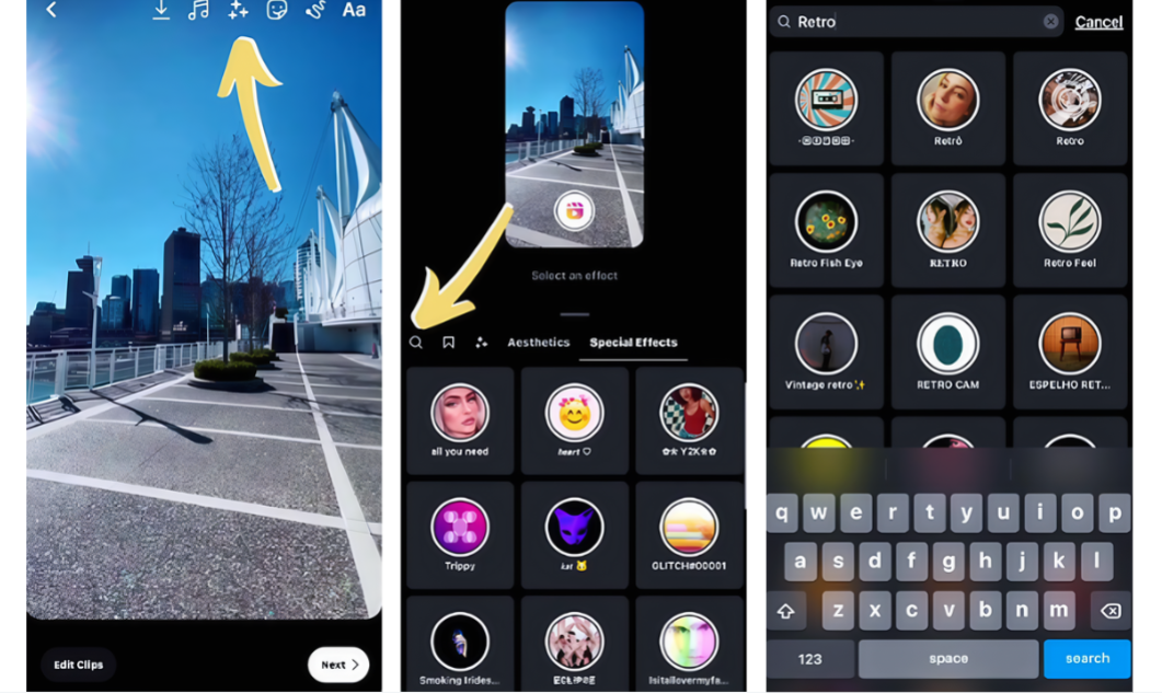 Edit a video with effects on Instagram
