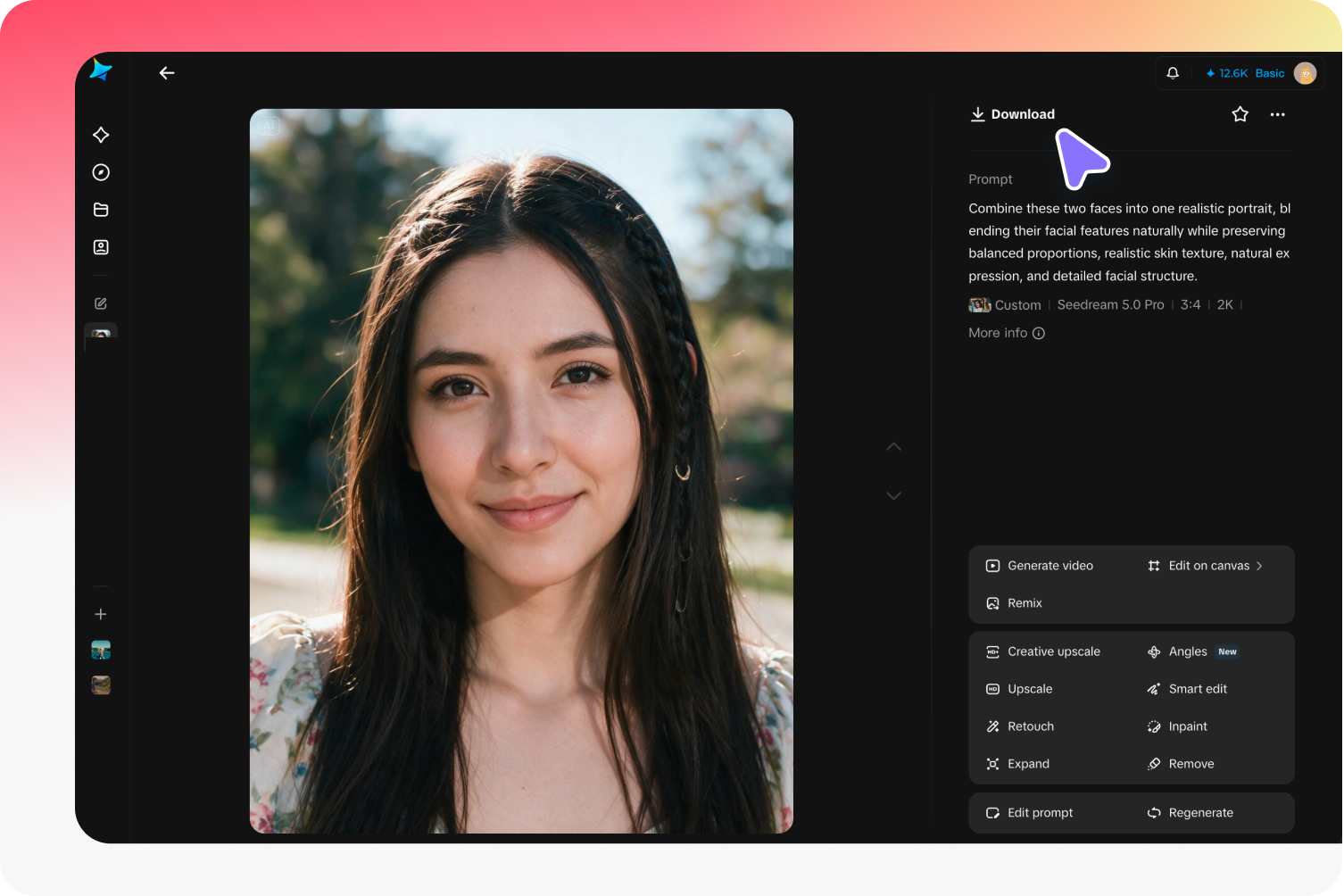 Refine, export, and share your face morph