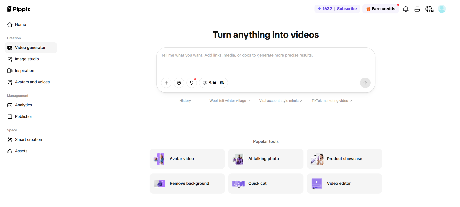 Isang-click na pagbuo ng AI video