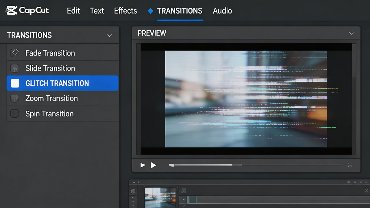add a glitch transition on CapCut