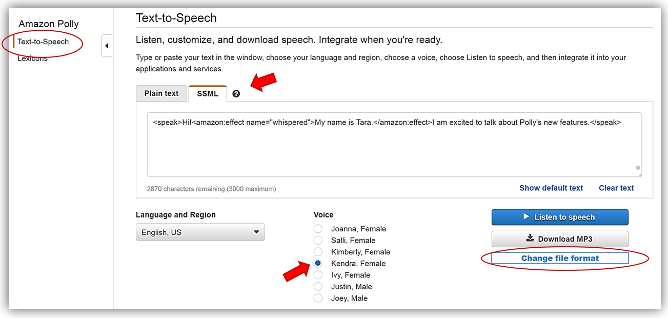 Amazon Polly-Schnittstelle