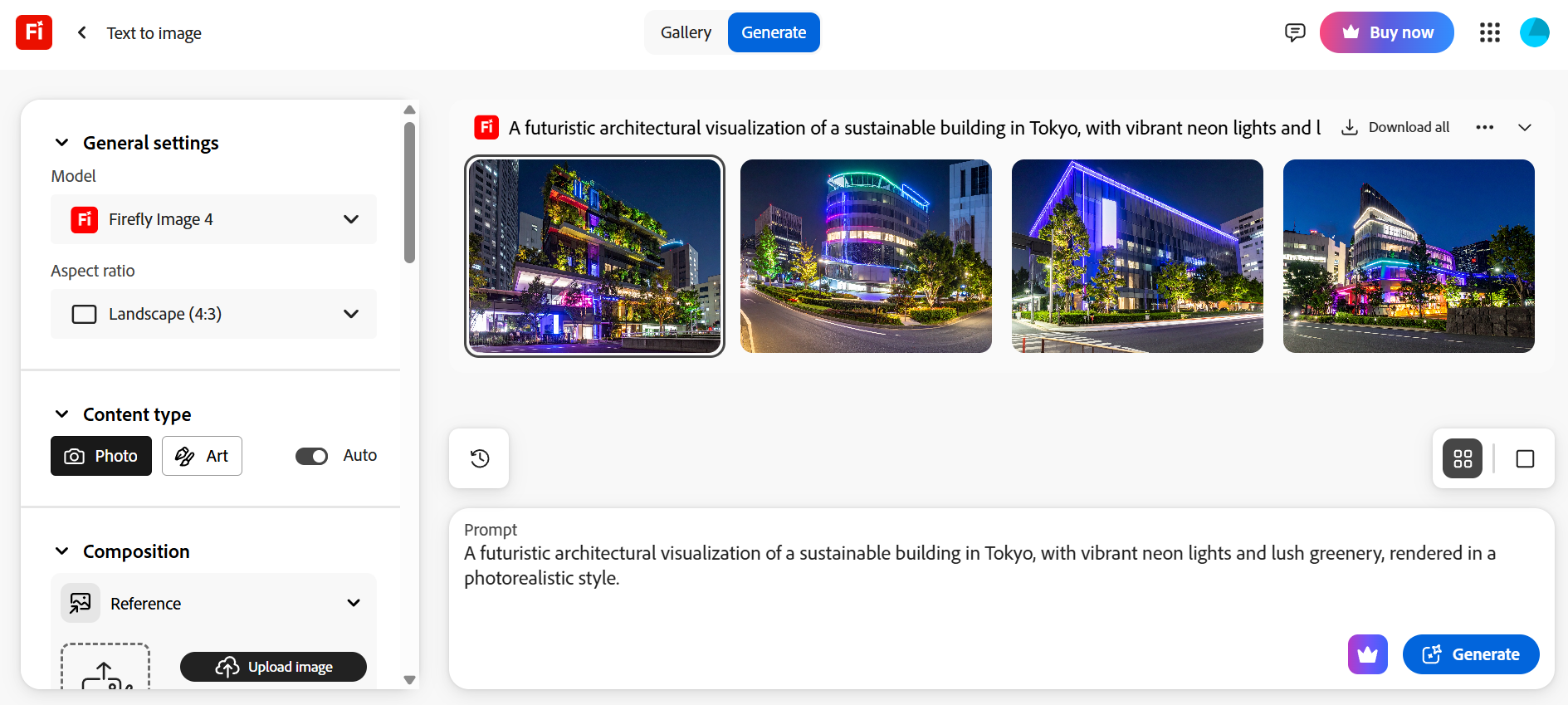 Adobe Firefly's interface