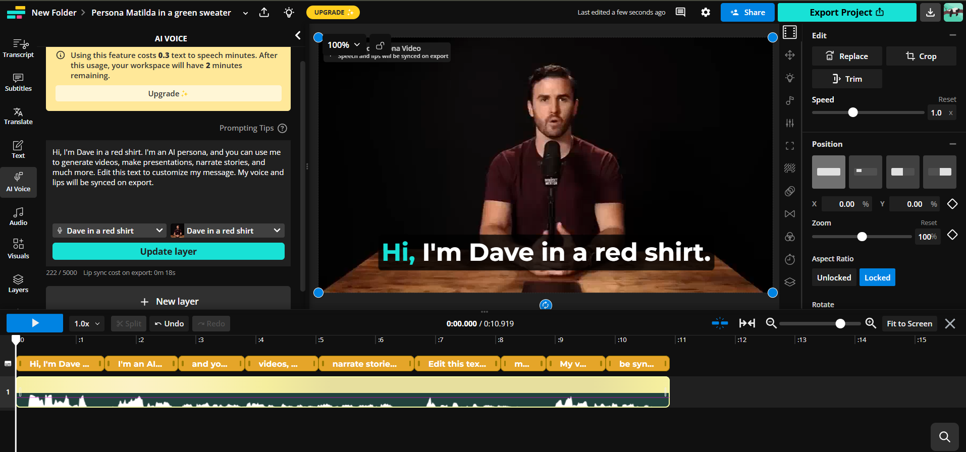 Kapwing video editing interface