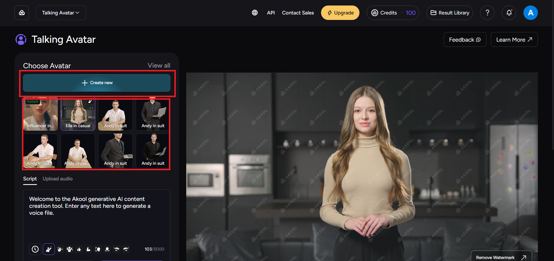 Choose or create an avatar