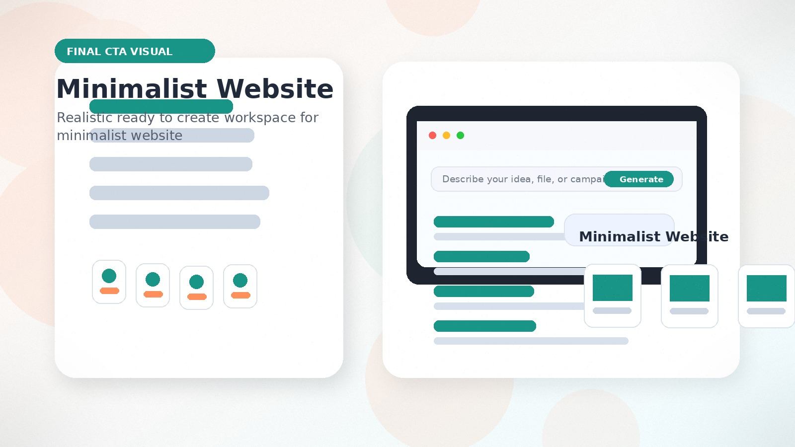 Minimalist Website realistic final CTA visual visual for minimalist website
