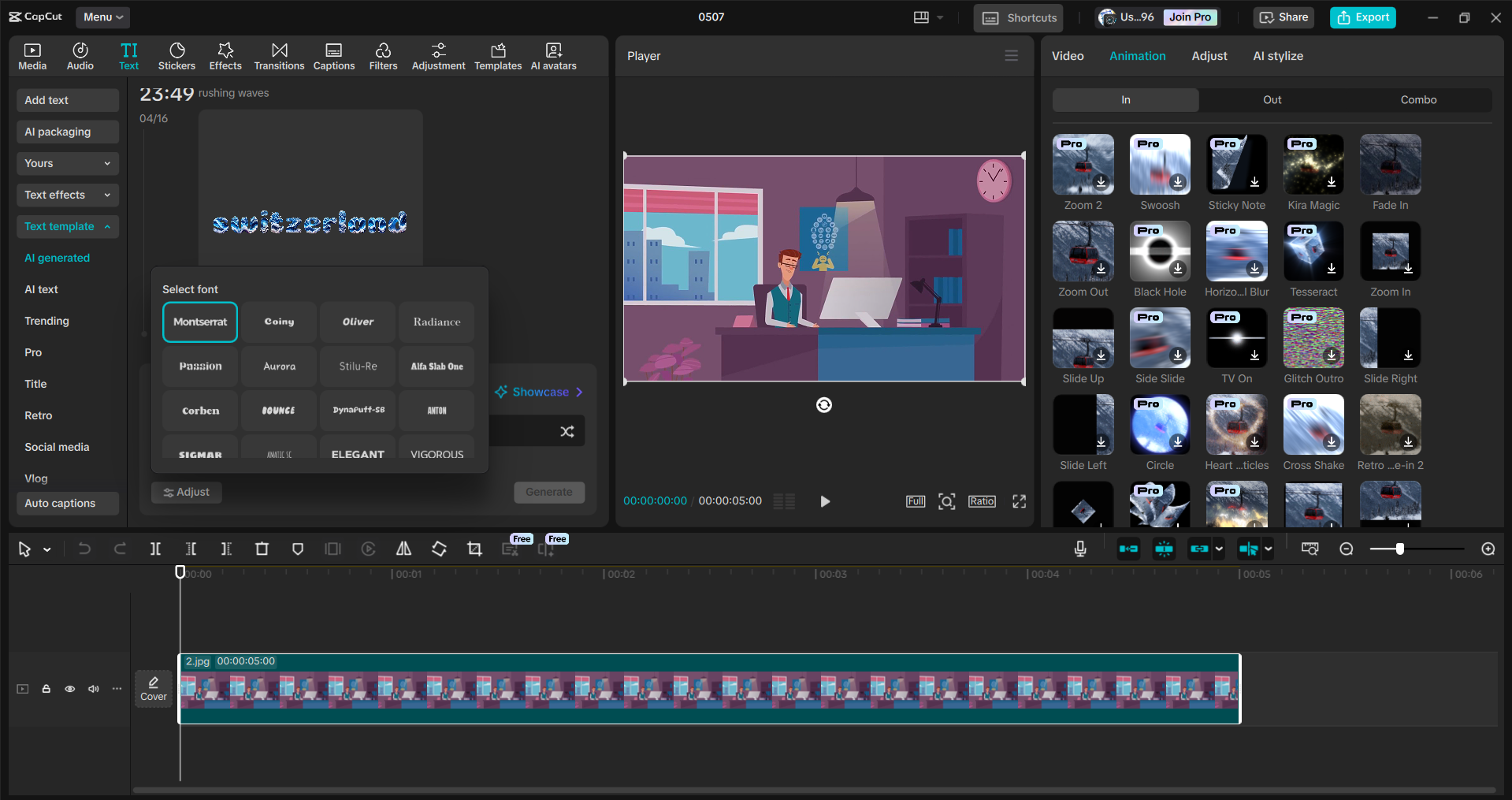 Interface of the CapCut desktop video editor - a valuable tool to create 2D video animations