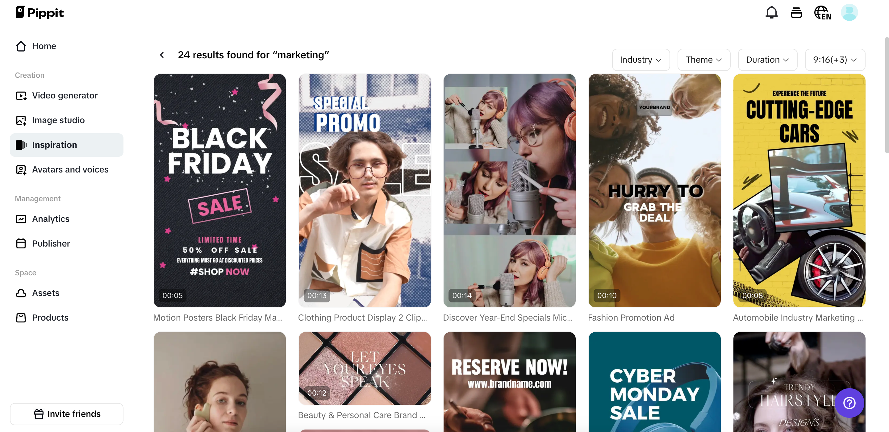 Preset na mga template sa marketing