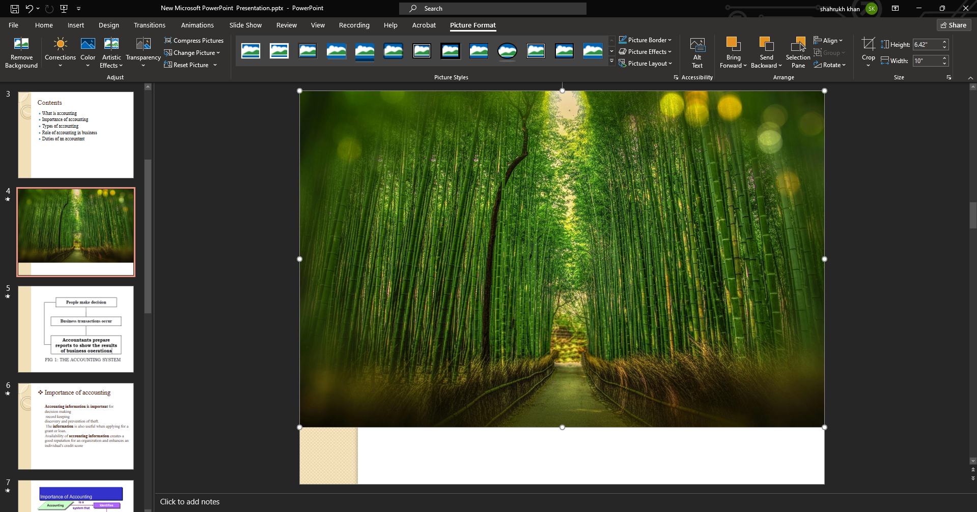 Resize and position the picture