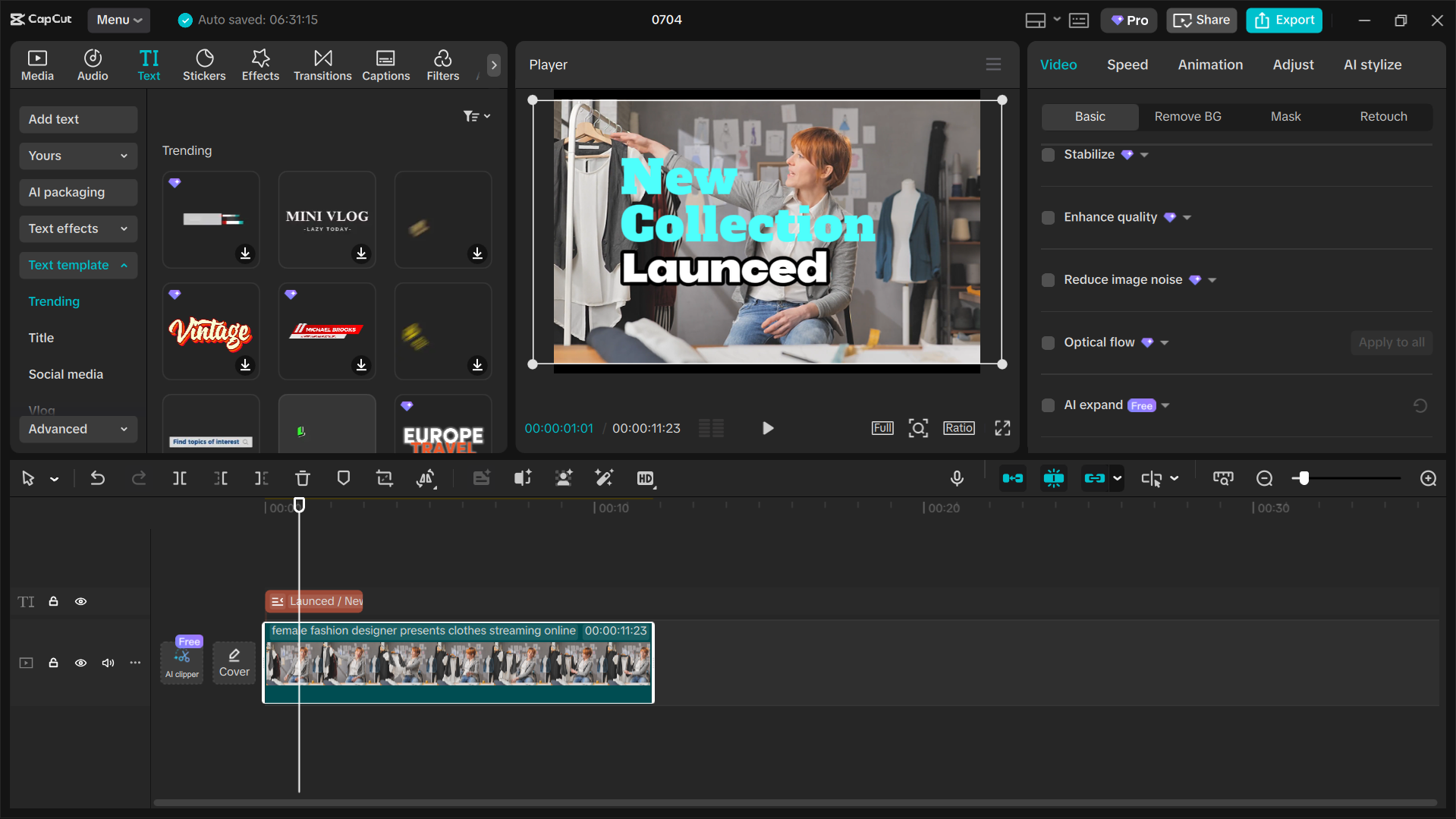 CapCut-työpöytävideonmuokkausohjelman käyttöliittymä - paras tapa luoda Facebook-mainoksia