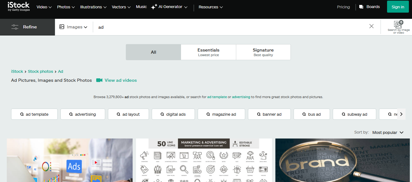 iStock Photo for ad image downloading