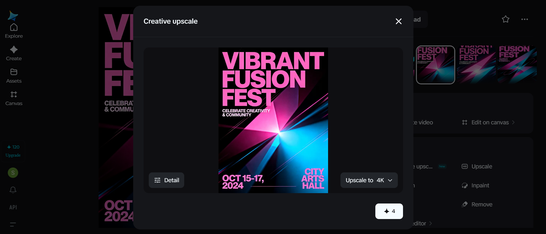 Dreamina's AI tools that enhance event posters: Creative upscale