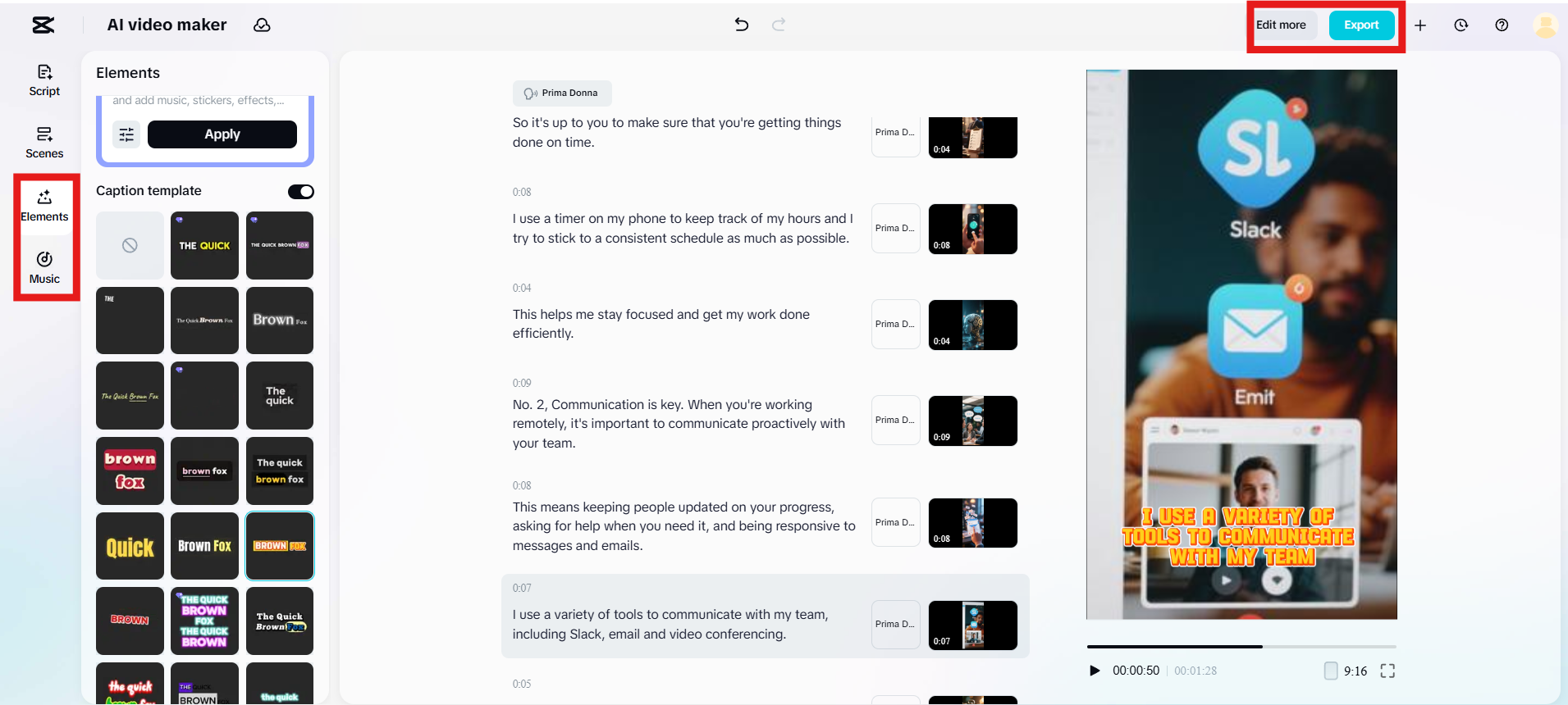 Enhance with music and captions