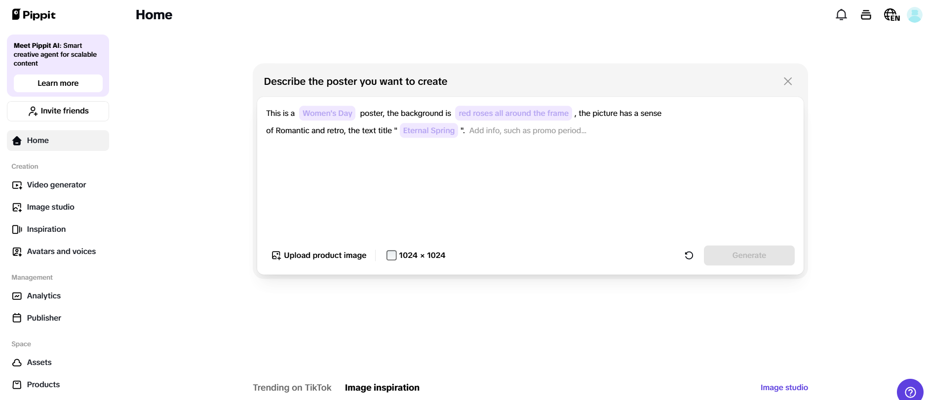 One-click image generation
