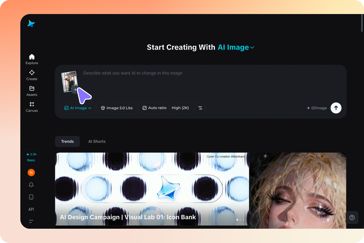  Ipasok ang iyong larawan at ilagay ang text prompt