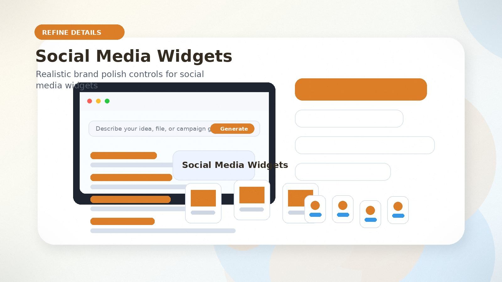 Social Media Widgets realistic refine details visual for social media widgets