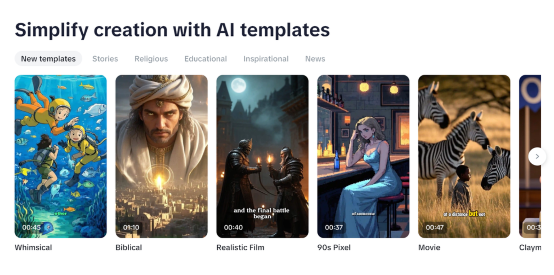 Explora las plantillas disponibles en CapCut el generador de videos de IA