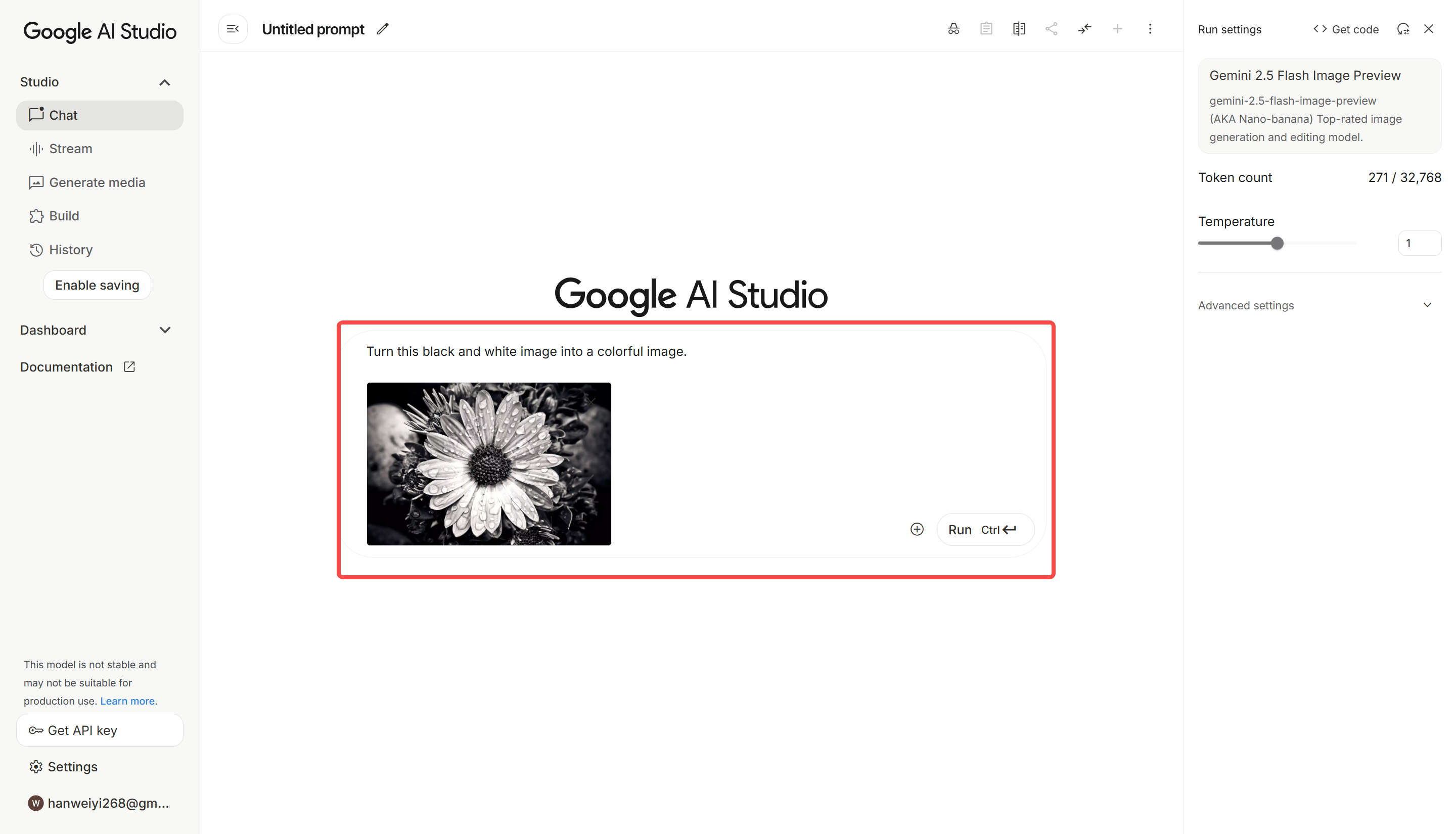 Nahrávání černobílého obrázku do Google Banana AI