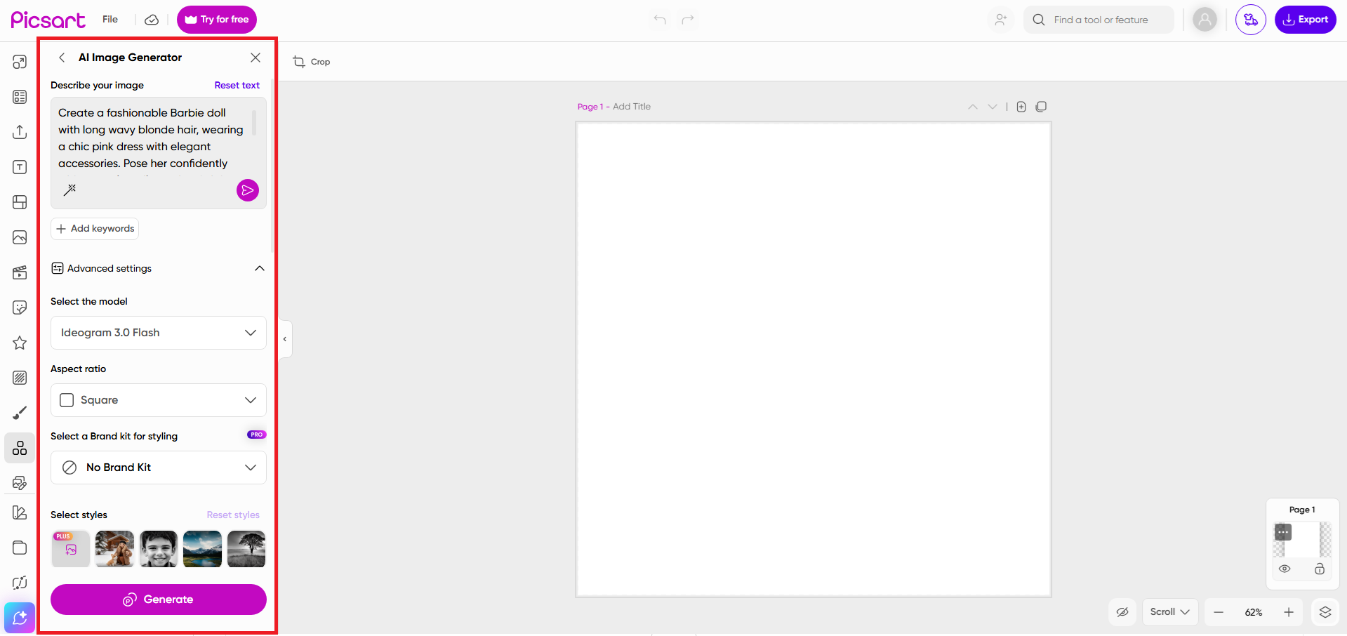 Barbie isteminizi girin ve ayarları özelleştirin