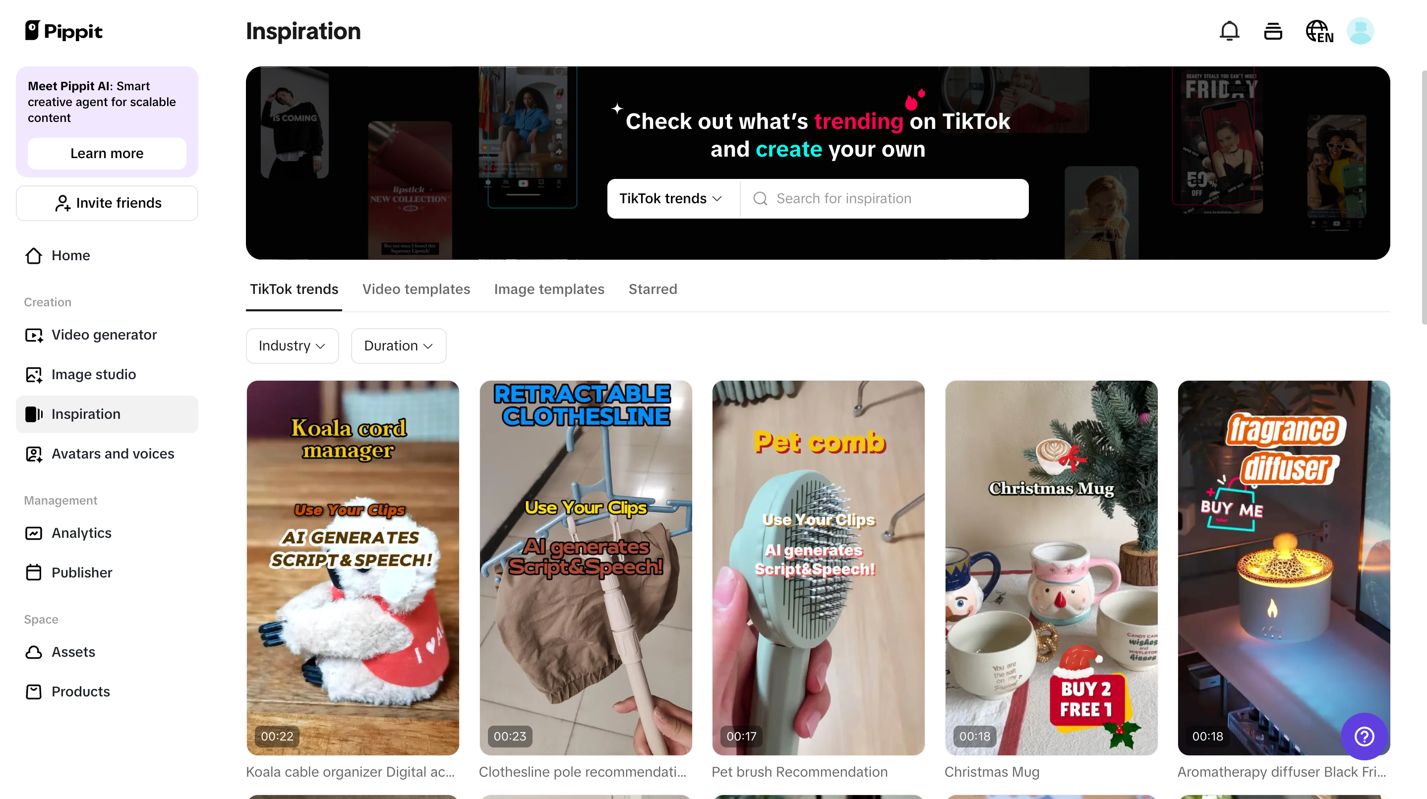 Pre-cleared commercial assets Pippit