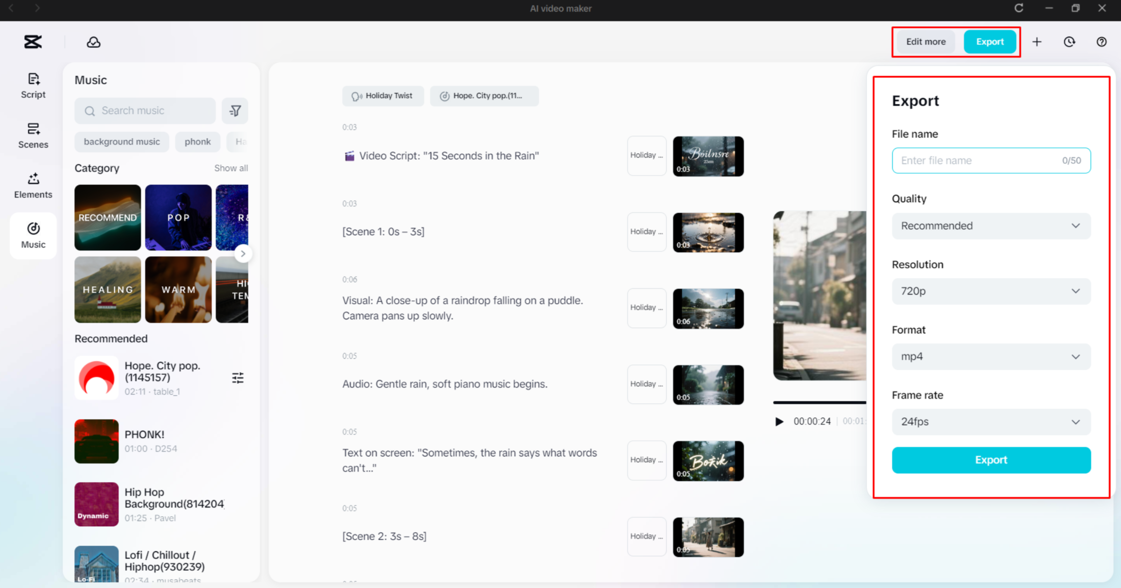 Exporting a video from the CapCut desktop video editor