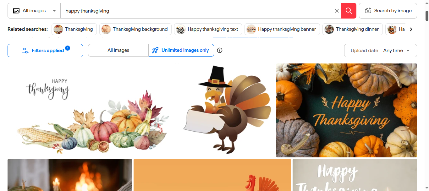 Interface of Shutterstock - a trendy website to get free flyer templates for Thanksgiving