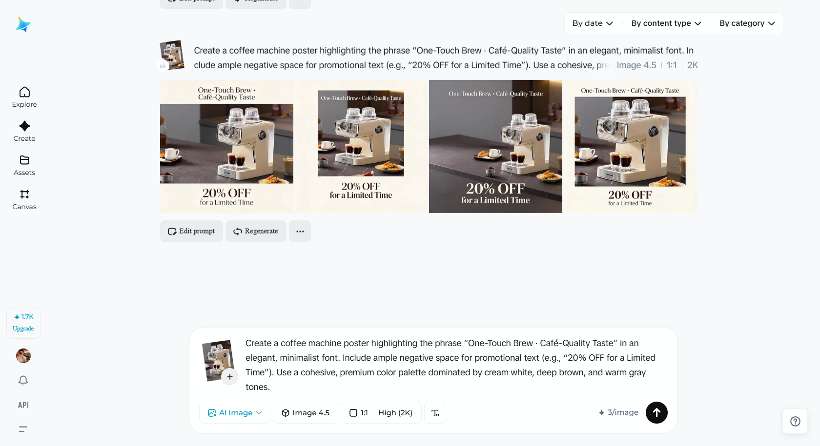Dreamina AI Image pentru generarea posterului produsului