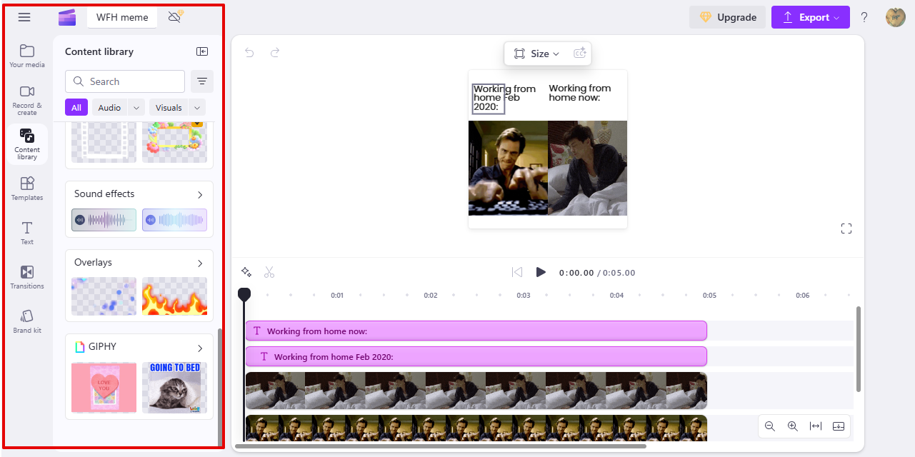 Clipchamp video meme editor