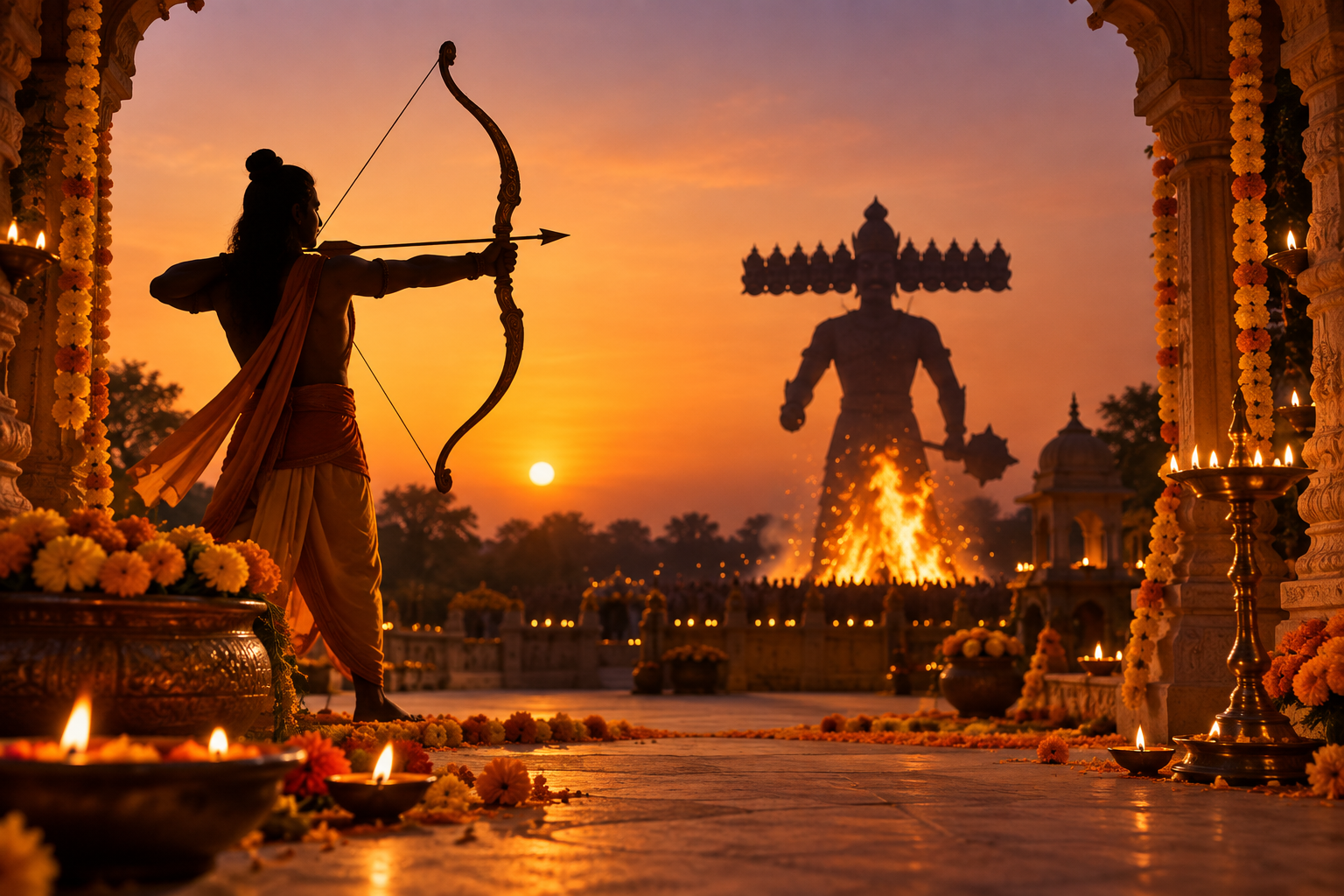 Dussehra AI Prompts — Open celebration frame for captions