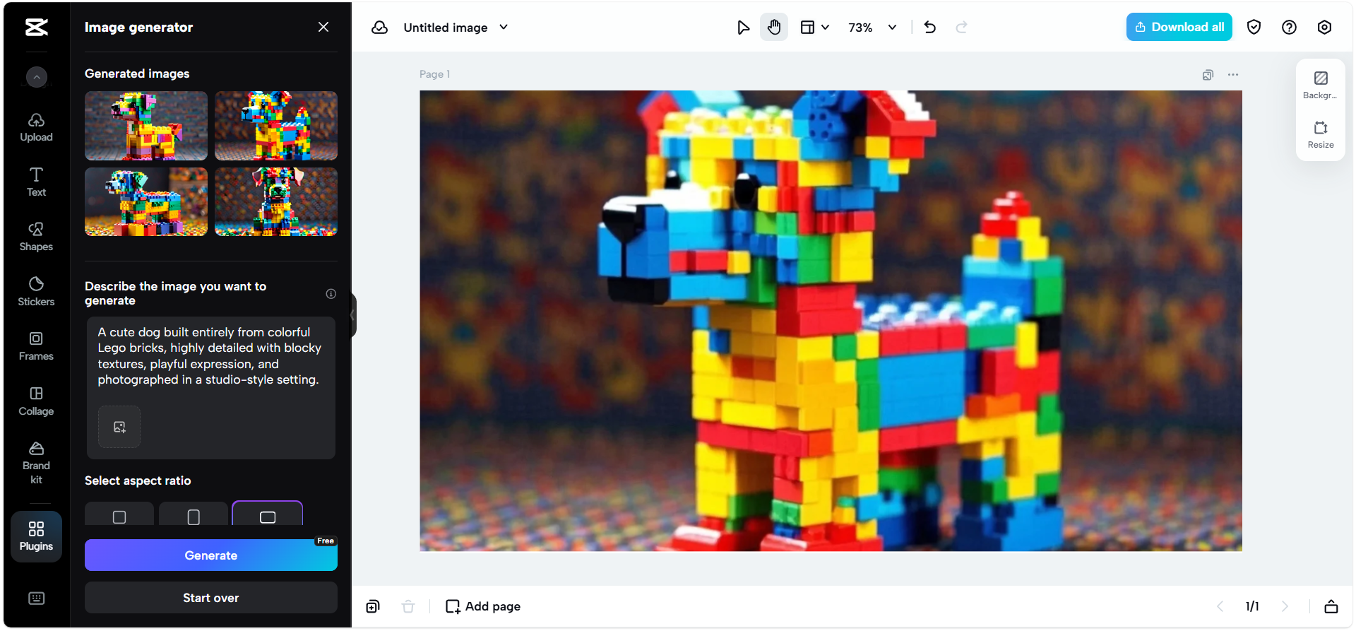 CapCut Web AI Lego kunstgenerator