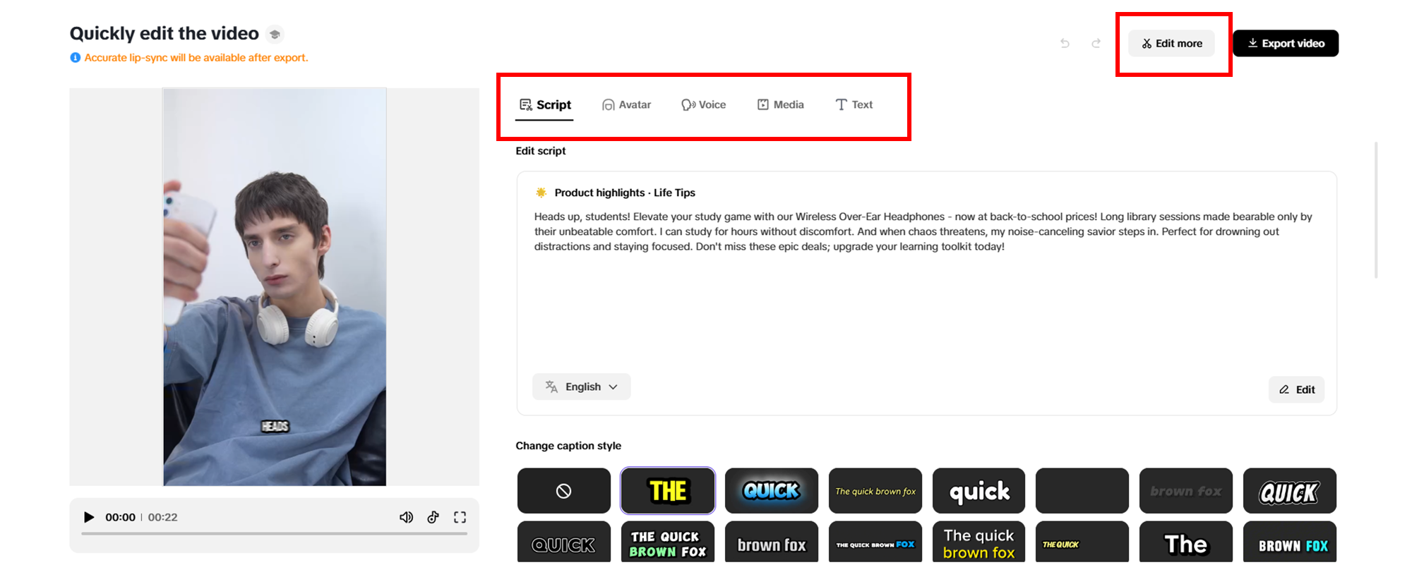 Faça quaisquer alterações rápidas no seu vídeo