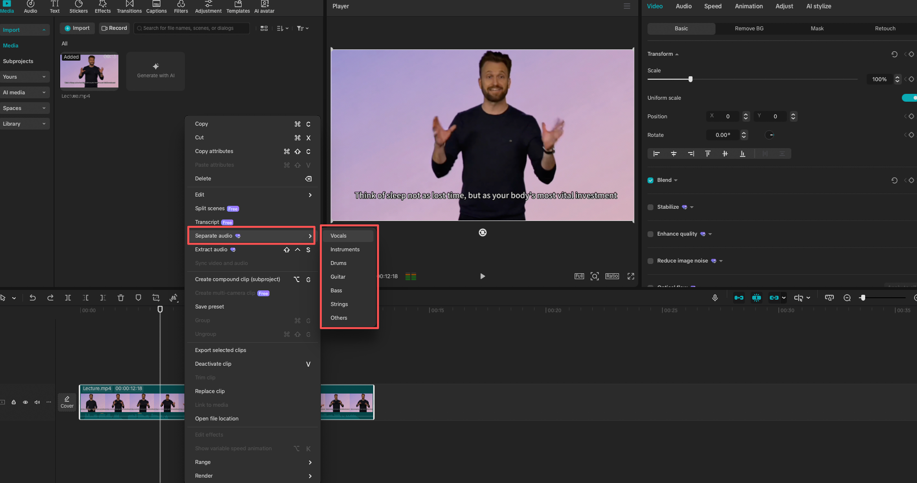 Split Sound from Video with CapCut