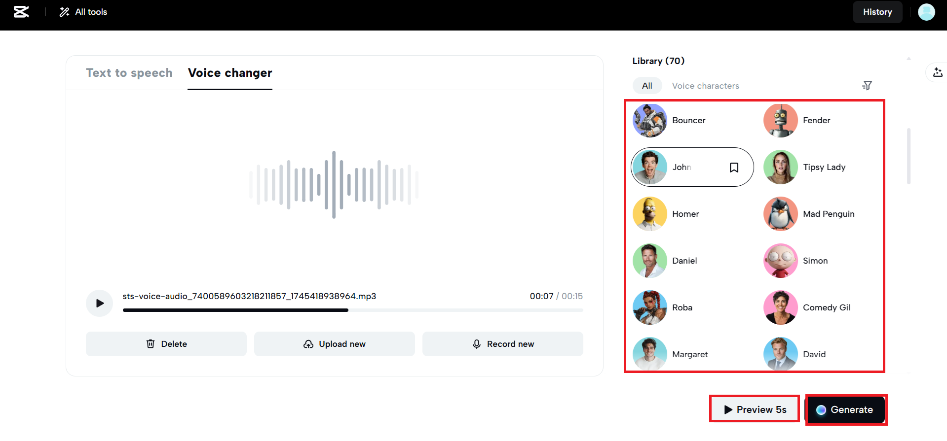 Apply the AI voice & preview