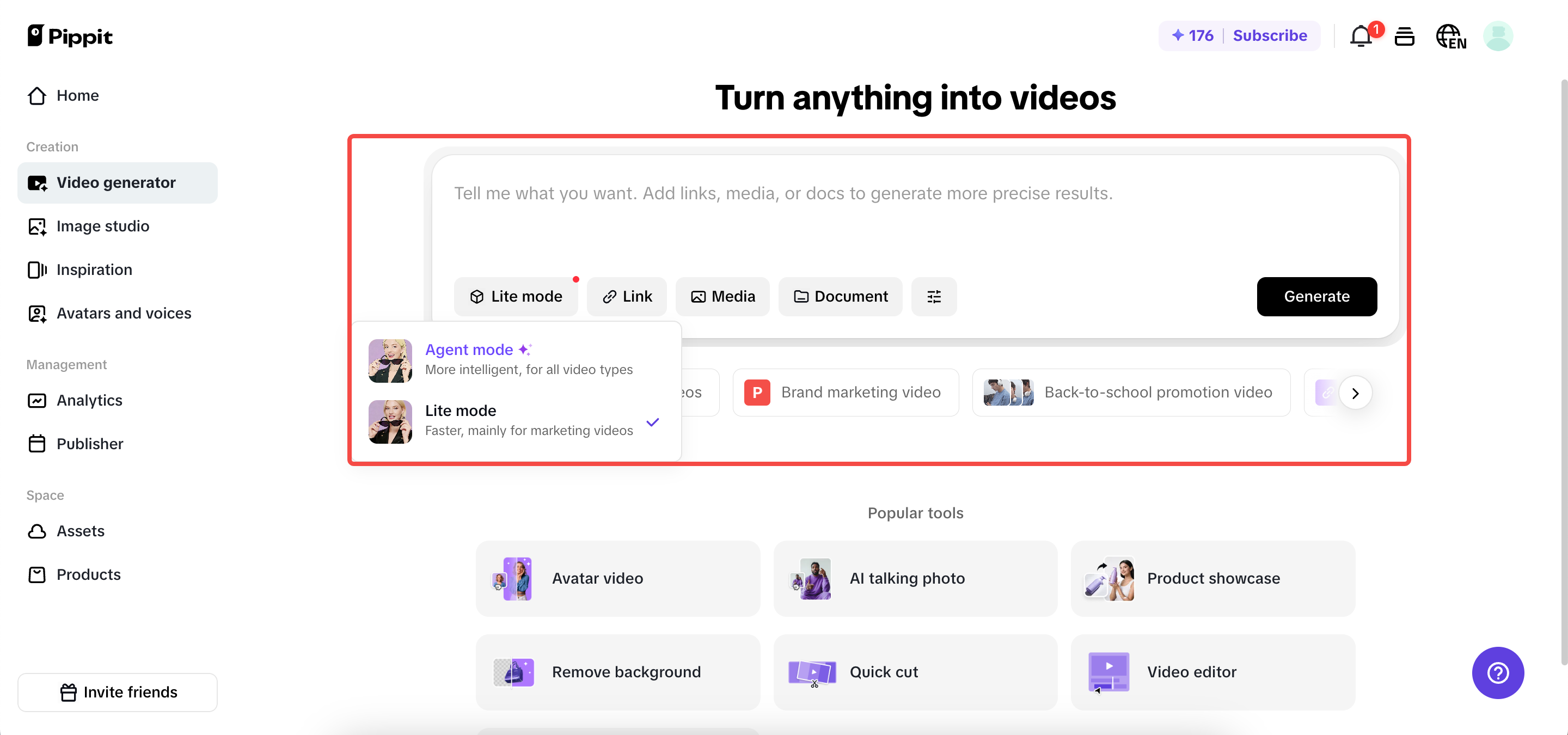 Comece com URL, prompt e fotos