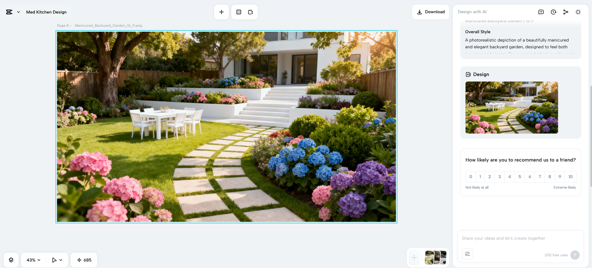 CapCut Web's AI garden design generator