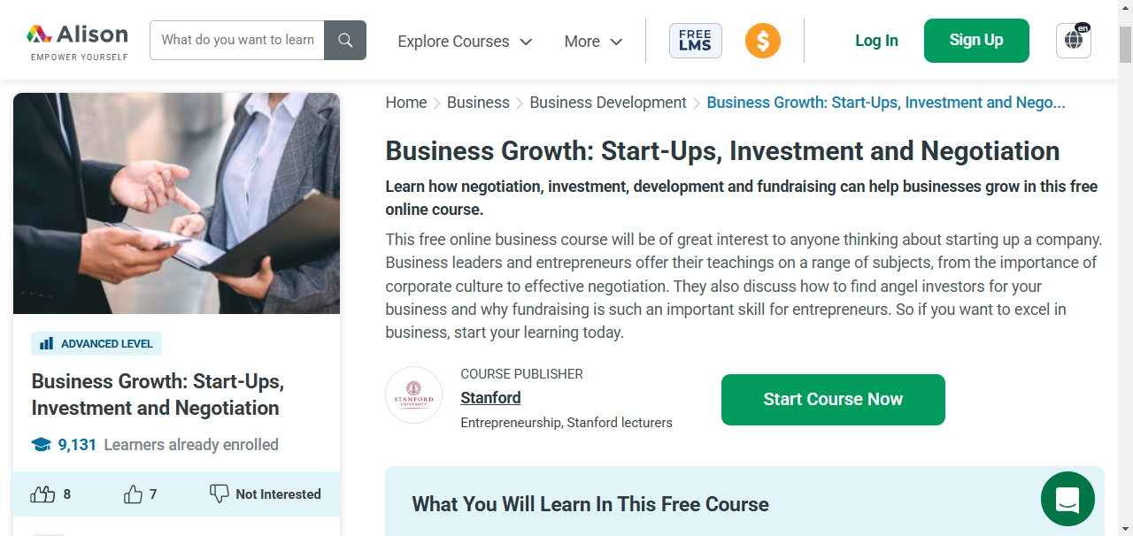 Stanford online course entrepreneurs