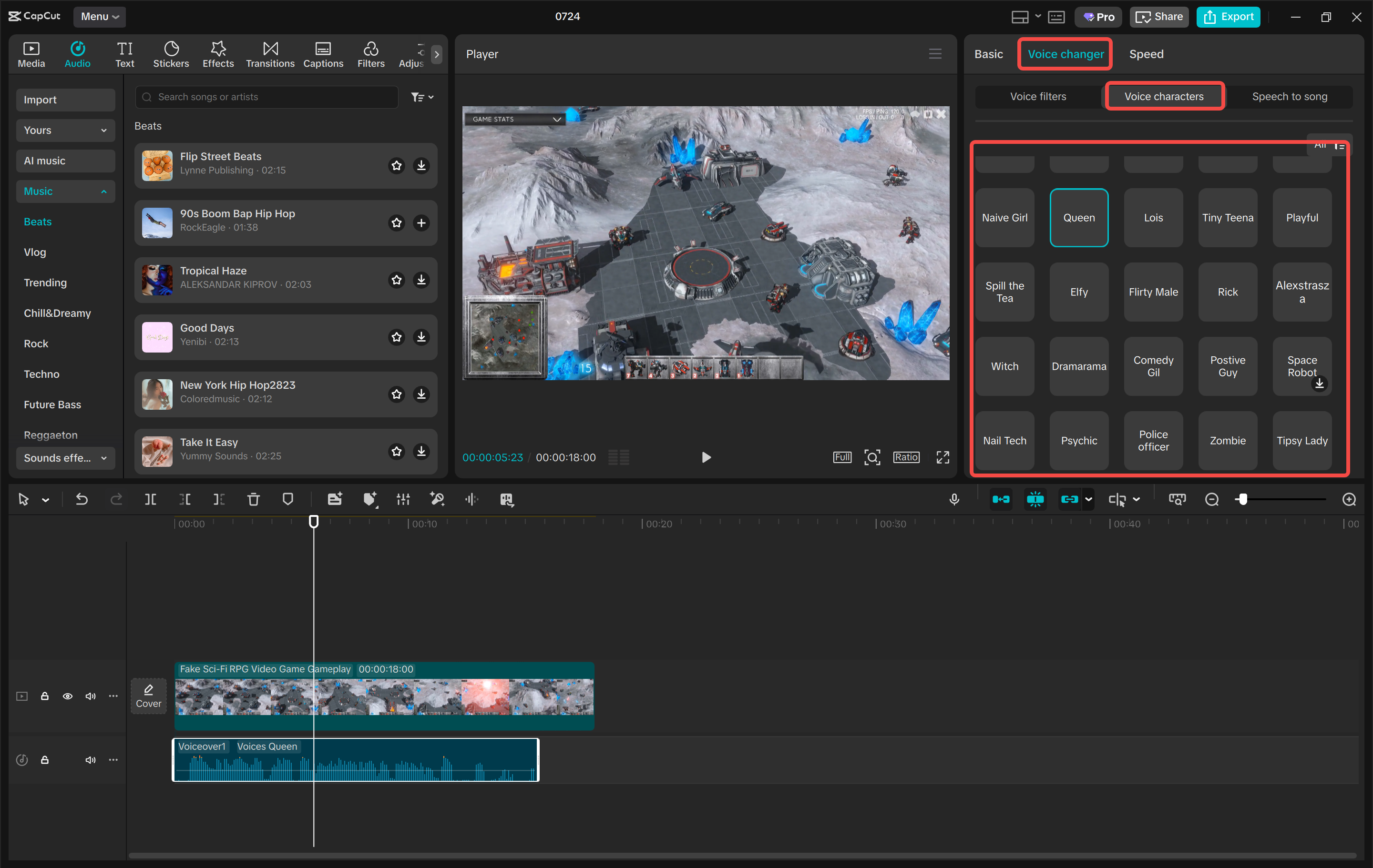 Changing and fine tuning the voice in a video with the CapCut desktop video editor
