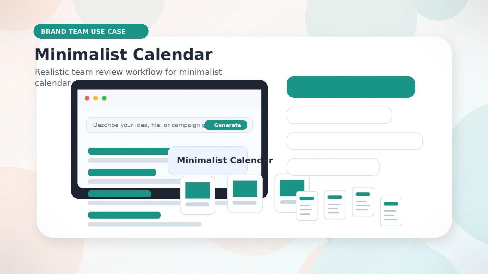 Minimalist Calendar realistic brand team use case visual for minimalist calendar